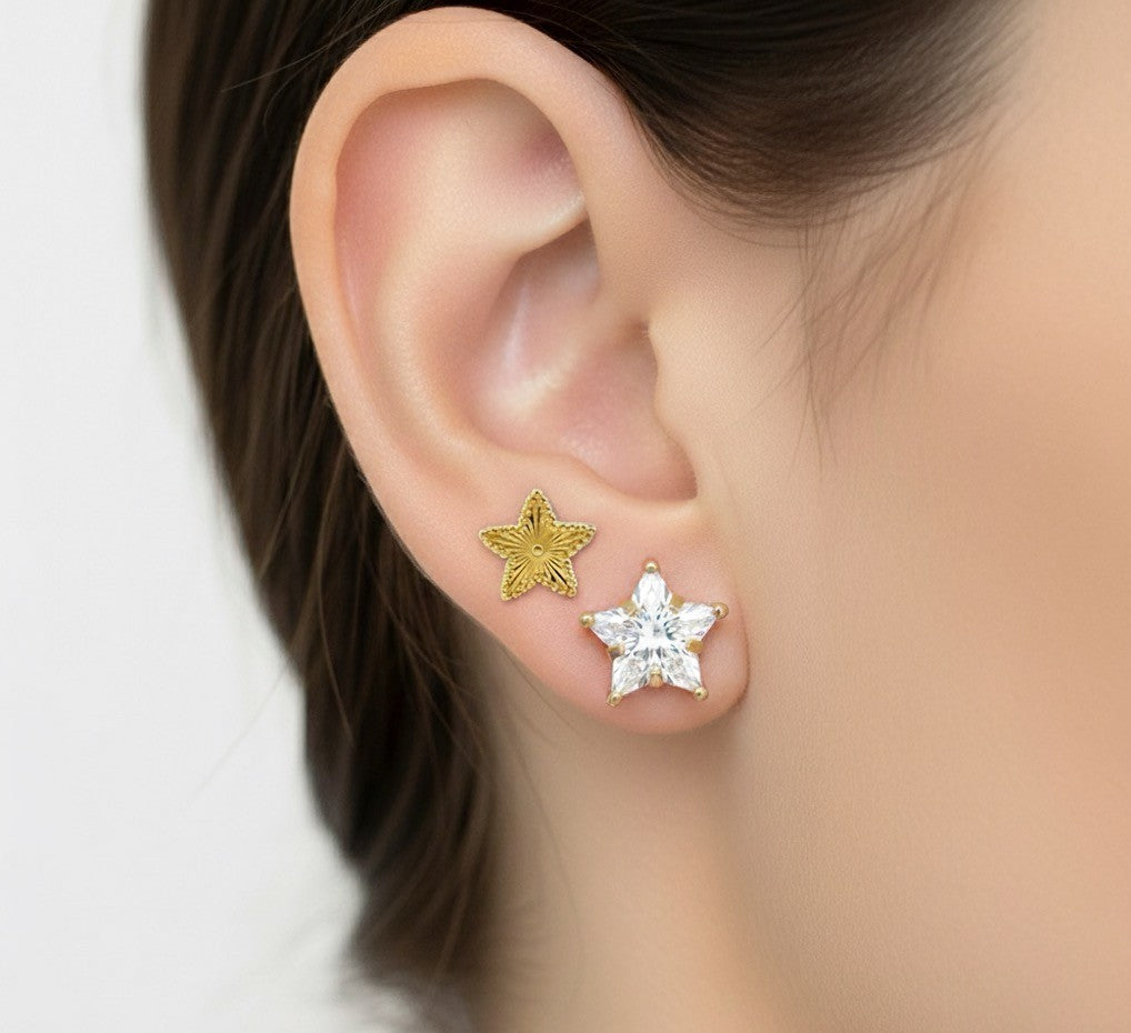 Aretes y broqueles de oro trendy
