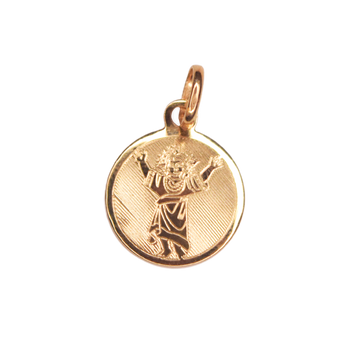 Medalla redonda para Bautizo con imagen en relieve del Santo Niño Jesús.  Oro Amarillo de 10 kilates.