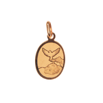 Medalla ovalada para Bautizo con imagen en relieve de bebé y Espíritu Santo.  Oro Amarillo de 10 kilates.