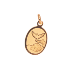 Medalla ovalada para Bautizo con imagen en relieve de bebé y Espíritu Santo.  Oro Amarillo de 10 kilates.
