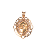 Medalla ovalada para Bautizo con imagen en relieve del Espíritu Santo adornada con zirconias en corte brillante y contorno troquelado.  Oro Amarillo de 10 kilates.