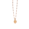 Medalla ovalada para Bautizo con imagen en relieve del Espíritu Santo adornada con zirconias en corte brillante.  Oro Combinado Amarillo, Blanco y Rosa de 10 kilates.