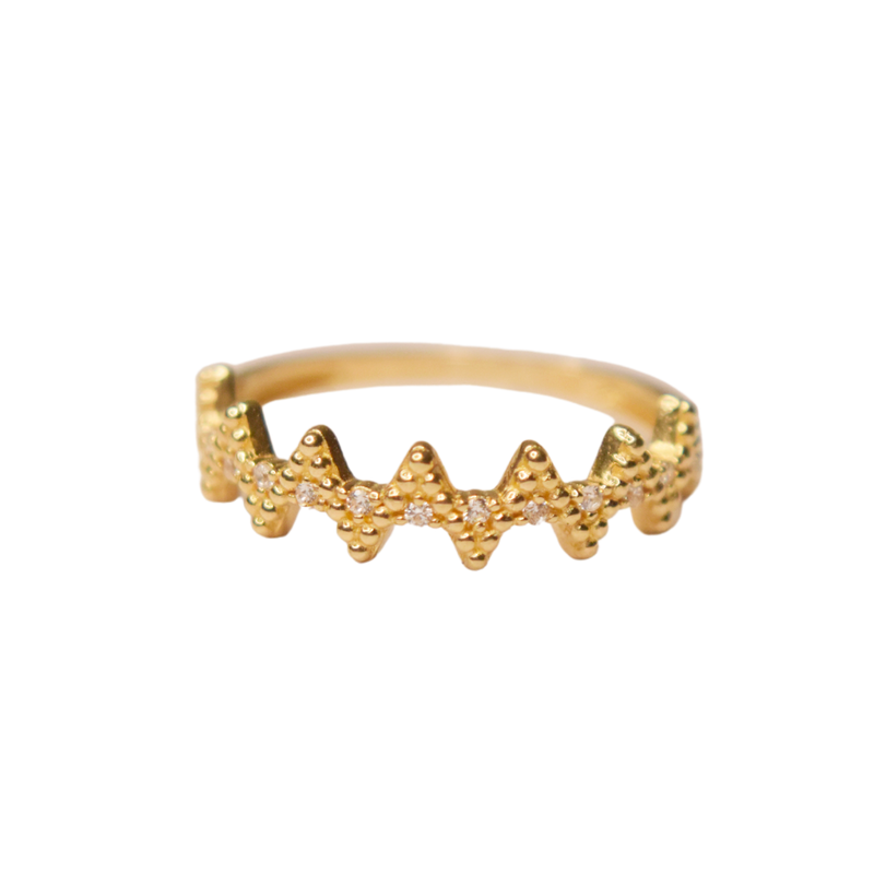Churumbela Zigzag Oro 10k; Anillo con vista de cuerpo completo