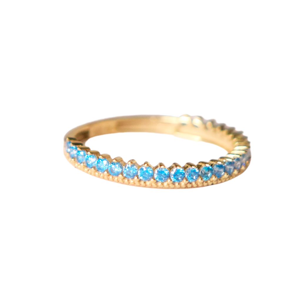 Churumbela Corona Azul Oro 10k; Anillo con vista al frente de cuerpo completoChurumbela Corona Azul Oro 10k; Anillo con vista al frente de cuerpo completo
