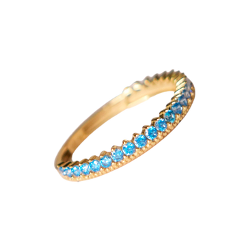 Churumbela para Dama Corona con Zirconias Azules en Corte Brillante.  Oro amarillo de 10 kilates.