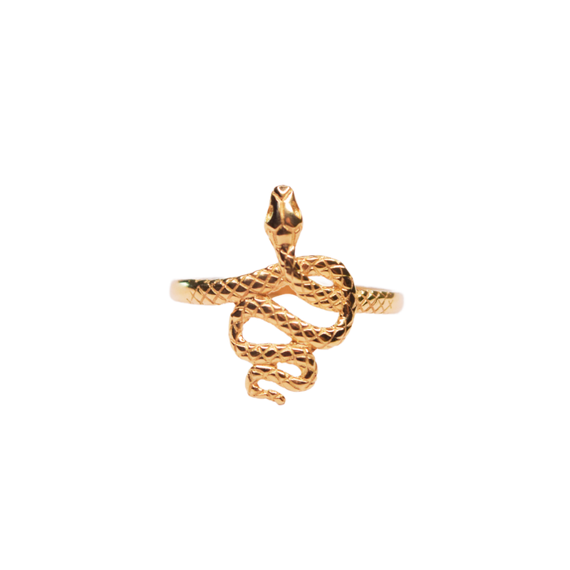 Anillo para Dama con forma de Víbora.  Oro Amarillo de 14 kilates.