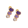 Broquel tres Corazones esmaltados en morado degradado.  Oro Amarillo de 10 kilates.