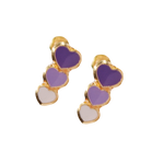 Broquel tres Corazones esmaltados en morado degradado.  Oro Amarillo de 10 kilates.