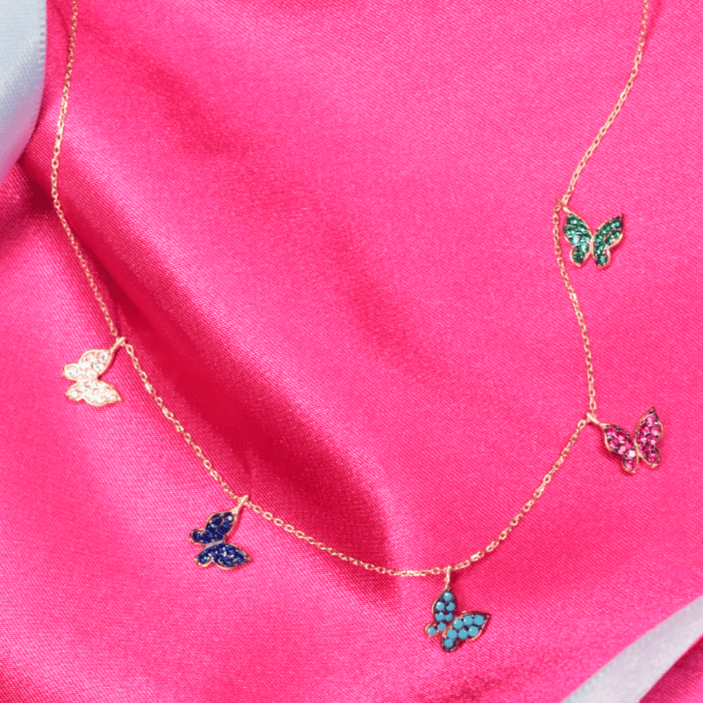 Gargantilla Mariposas Oro 10k con Zirconias
