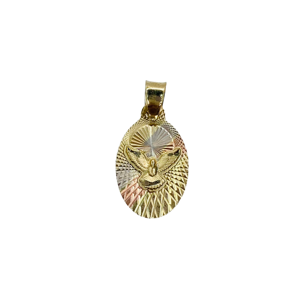 Medalla ovalada con imagen en relieve del Espíritu Santo

Oro Combinado Amarillo, Blanco y Rosa de 10 kilates