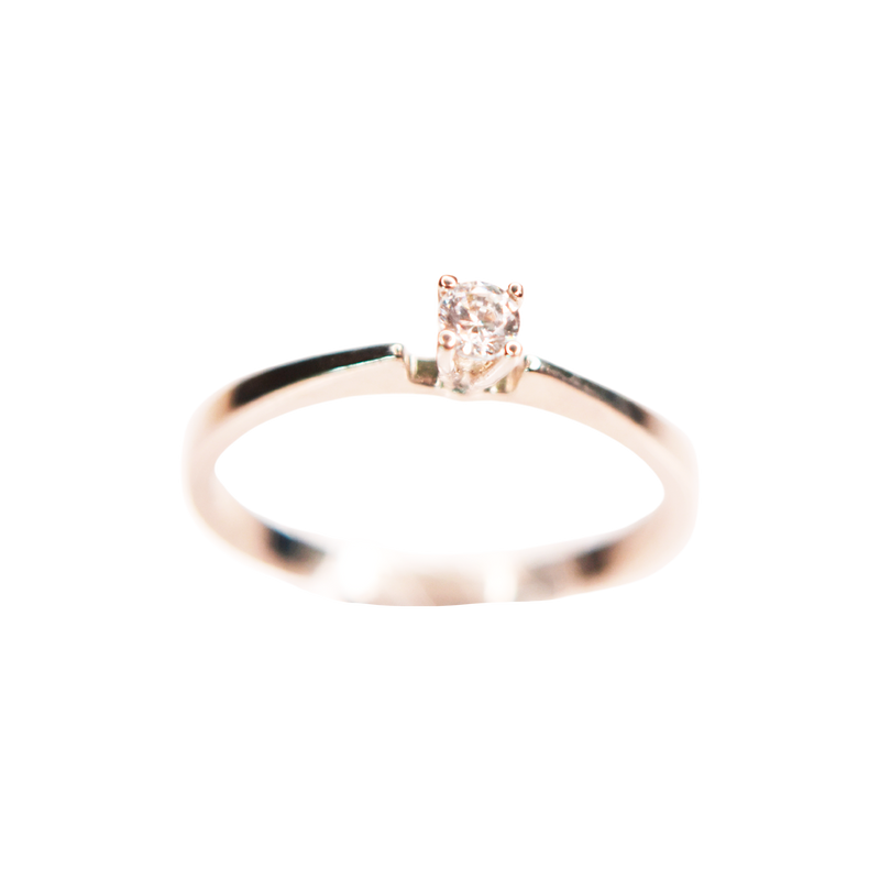 Anillo de Promesa Oro 14k con Zirconia