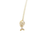 Gargantilla en forma de Pez con zirconias.  Oro amarillo de 10 kilates.