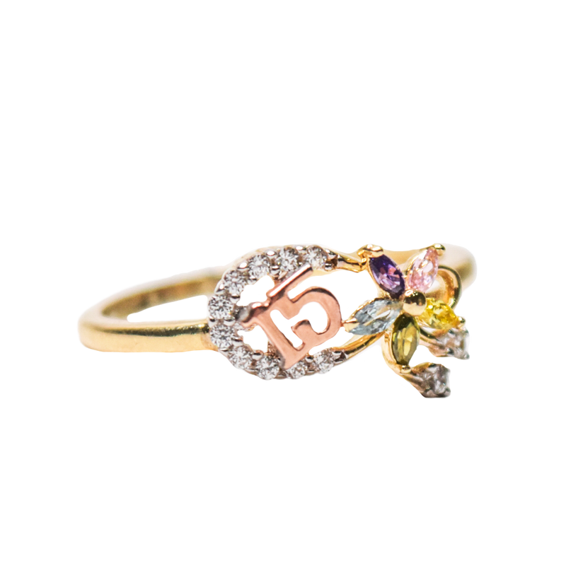 Anillo Flor XV Años Oro 10k